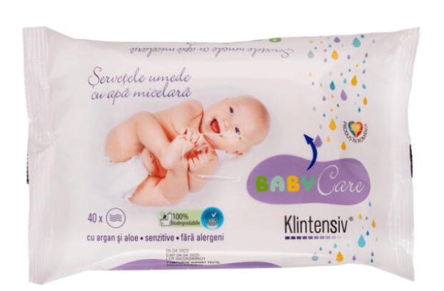 KLINTENSIV - SERVETELE UMEDE BABY 40 BUC (BIODEGRADABILE)